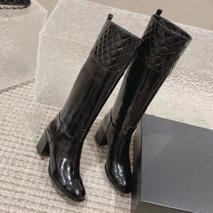 Latest Long Women Boot Winter Knitted Knee High Heel Boots Sexy Chunky shoes Genuine 100% Leather Suede Fashion Top Quality Shoes Calft Riding Boots Stivali