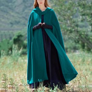 Damen Pelz Kunstpelz Winterwolle Langer Umhang Frauen One Button Kapuzenumhang Kapuzenmantel Mittelalterliche Kostüme Ponchos Lange winddichte warme Strickjacke Jacken 231027