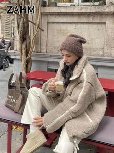Kadın kürk moda rahat kuzu peluş kalın ceket kadınlar 2023 Sonbahar kış uzun kolu kadın zarif sokak kıyafeti fermuarları bayan ceket