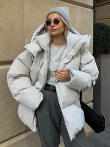 Women's Down Parkas Bornladies quiltade jacka Kvinnor Vinter Löst kappa Vintage Bröd Office Office Ladies Warm Cotton Puffer Jackets 231027