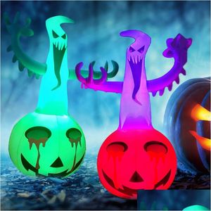 Altre forniture per feste festive Decorazione di Halloween Gonfiabile Fantasma Zucca Terrore all'aperto Puntelli spaventosi Led Blow Up On per la casa Gard Dh2Tg