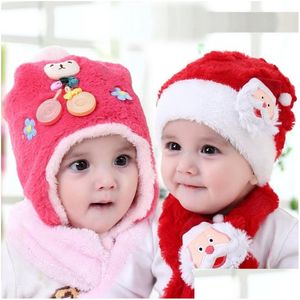 Arts et artisanat 5Style Chapeaux de Noël Écharpe Ensemble Peluche Père Noël Casquette Décoration Garçons Filles Chapeau Mignon Foulards Costume Cache-oreilles 50Pcs Dro Dhcat