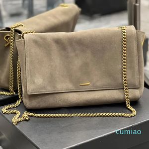 Süet Messenger Çantaları Yan Torbalar Kadınlar için Tersinir Zincir Crossbody Çanta Pürüzsüz Deri Çanta Çantası Manyetik Flep Fashion Gold Metal Mektup Çıkarılabilir Kayış