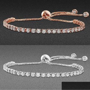 Charm Armbänder Trendy Brautschmuck Klar CZ Kristall Fl Diamant Zirkonia Verstellbare Kette für Frauen 12 Farben Drop Lieferung Dhj4I