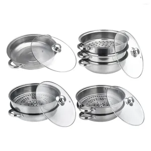 Double Boilers 2 Layer Stainless Steel Pots Stockpot Pot Induction Steaming Food Steamer Pan Household Cooking Kitchen Cooker