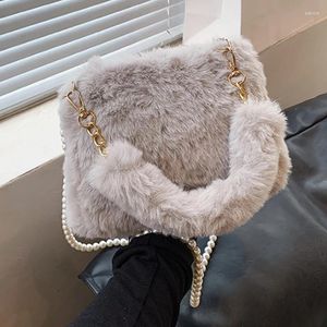 Torby wieczorowe Proste projektowanie Plush Bag w torbie jesień/zima Pearl Sain Crossbody torebka Faux Furt