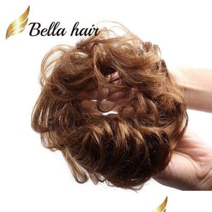 Hårbulle Maker Real Human Scrunchie Up Do Pieces wavy curly eller rörig hästsvans förlängning naturlig färg 4 8 27 30 60 613 sier grå stift dhhkr