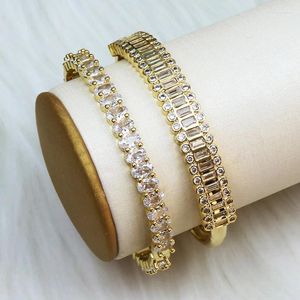 Bangle 5 Pcs Zircônia Completa Pave Estilo Cristal Jóias Mulheres Presente Elegante 40165