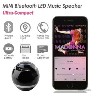 Mini-Lautsprecher, magische Bluetooth-Farb-LED-Musiklautsprecher, leichte runde tragbare Hi-Fi-Lautsprecher, unterstützt AUX für Grill Boy
