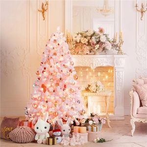 Inne imprezy imprezowe 45 Prelited Flocked Artificial Christmase ze 100 żarowymi białymi światłami różowe choinki 231027