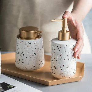 Liquid Soap Dispenser 370-400ml Ceramic Bathroom Accessories Hand Sanitizer Shower Gel Bottle Painted Shampoo Lotion Bottl