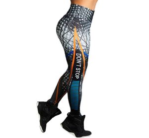 Don039t Stop Letter Print Fitness Women Leggings 3D Tryckt BodyCon Slim Jeggings High midja Sporting Yoga Training Skinny Pant1425775