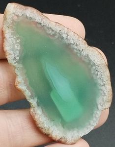 Certified Green Natural A Agate Chalcedony Slice Pendant