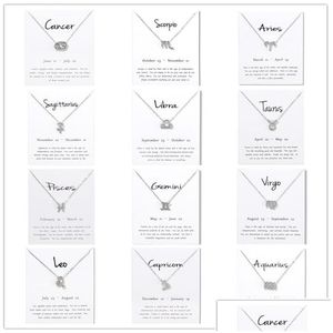 Collane con ciondolo 12 Collana di costellazioni Segno zodiacale Regali di compleanno Carta mes per le donne Ragazza Pendenti con gioielli di consegna di goccia Dhjn6