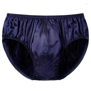 Underpants 1 pc envoltório nádegas homens calcinha g-string roupa interior tangas briefs cetim seda íntima cintura média respirável grande bolsa