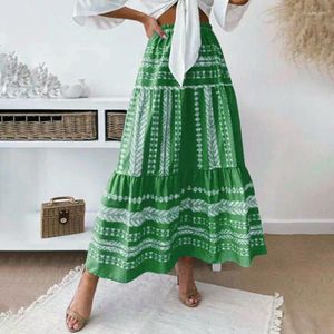 Gonne Estate Gonna a trapezio bohémien Patchwork floreale Donna Casual Gonne da spiaggia Donna Boho Elastico in vita Vacanza Maxi