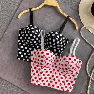 Bustiers Corsets 2023 Plaj Tatil Polka Dot Baskı Korse Hoodie Zayıflama Kadınlar Kolsuz Yelek Moda Kısa Boş Dışarı Out Göbek Tops Club