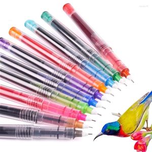 Pcs/Set 0.5mm Neutral Pens Straight Liquid Gel Ink Colourful Rolling Ball Quick-Drying Signature Pen Gift