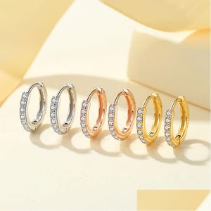 2Pcs Stainless Steel Minimal Hoop Earrings Crystal Zirconia 7Mm Small Hie Thin Cartilage Earring Helix Tragus Piercing Jewelr Dhgarden Otdsu