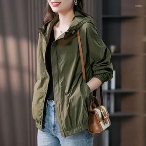 Women's Trench Coats Hooded Thin Short Coat Jacket Spring 2023Korean Overcoat Loose Large Size Outwear Casual Female Fashion Tide Tops