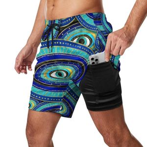 Abbigliamento da palestra Pantaloncini da surf Evil Eye Stampa con amuleto greco Casual Beach Design da uomo Costume da bagno sportivo ad asciugatura rapida Regalo