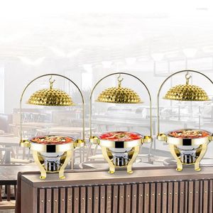 Conjuntos de louças Atacado Catering Buffet Aquecedor Aço Inoxidável Ouro Chafing Prato Conjunto com Tampa Pendurada