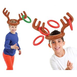 Decorações de Natal Jogo de Natal Inflável Santa Engraçado Rena Antler Chapéu Anel Toss Natal Crianças Presente Ano Natal Ao Ar Livre Brinquedos Inflados 231027