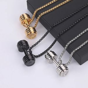 Runde Hantel-Halsketten für Damen und Herren, Edelstahl, Paar-Fitness-Schmuck, modische Weihnachtsgeschenke für Freundin, Großhandel