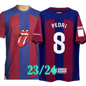 Pedri2023 2024 Barca Rolling Stone Special Shirts Rosalia Motomami Jersey 23/24Barcelonaの125周年記念ジャージLewandowski Gavi Joao Felix Shirt