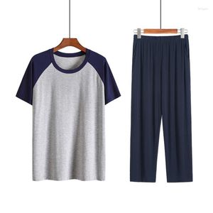 Mäns Sleepwear Men's Spring and Summer Modal Home Service Suit Thin Loose Stor storlek Bekväma Pyjamas Kortärmade byxor