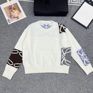 2024 Womens designer tröjor loewees tröja stickad sweatshirt crew nacke lång sleee cardigan hoodie brev broderi kläder casual höst och vinter123