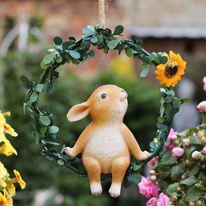 Fiori decorativi Ornamenti di cartoni animati Decorazione Albero Giardinaggio Resina Animale Corona di Pasqua appesa e lampadine di Natale