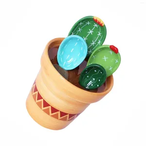 Strumenti di misurazione Cucchiai di cactus del fumetto Set Cucchiai decorativi a forma di ingredienti da forno secchi e bagnati