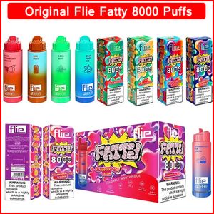 Authentic FLIE FATTY 8000 puffs Disposables Vape Electronic Cigarettes Device starter Kit 850mAh Double Mesh coil Battery 18ml Pre-Filled pod