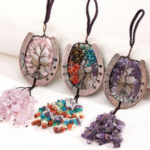 7 Chakras Reiki Tree of Life Pendant for Car Rearview Mirror Hanging Home Decoration Ornament Fengshui Spiritual Jewelry