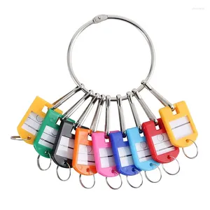 Keychains Portable Metal Ring Key Organizer With Spring Hooks & Tags And Label Window