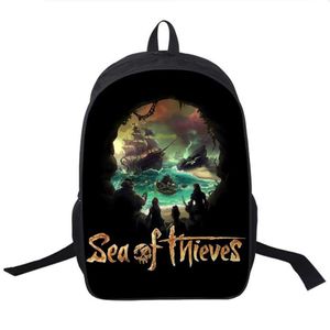 Mochila Sea Of Thieves 16 polegadas Mochilas escolares Sacos de estudante Imprimir Bookbag Impermeável Adolescente Meninos Girls283g