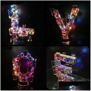 Bar Tools Rechargeable Luminous Light Up Led Love Shaped Cocktail Cup Holder Red Wine Glass For Club Party Decorations Drop Homefavor Dh0Ch