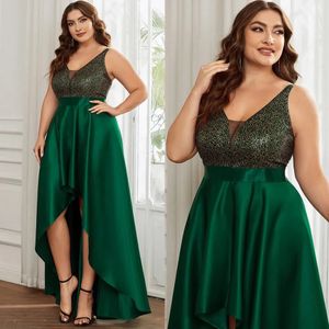 Abiti per la mamma Abito per la madre della sposa verde scuro Taglie forti Abito formale per feste di ballo di fine anno Personalizzato Cerniera con lacci Linea A Scollo a V in raso Senza maniche