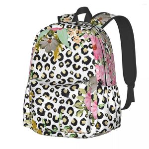 Zaino Elegante floreale leopardato Stampa floreale rosa Zaini divertenti Borse da scuola morbide per allenamento maschile Zaino firmato