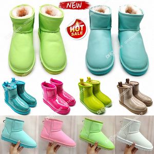Australia ugh Boots Fluorescent Low Boots Mid Calf Snow Boot Women Fur One Winter Crystal Candy Color Fashion Warm Boots Classic BowknowBmk#