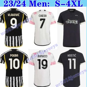 S-4XL 2023/24 Vlahovic Juvs Soccer Jerseys 2024 Bremer Danilo Chiesa Pogba Milik Bonucci di Maria Rabiot Kean Locatelli Kostic