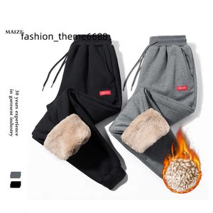 Winter Lambs Wool Lining Warm Men's Pants Trousers Drawstring Long Sweatpants Cotton Fleece Custom Man Casual Joggers