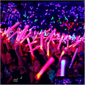 Decoração de festa Light-Up Foam Sticks Decoração de concerto Led Soft Batons Rally Rave Varinhas brilhantes Mudança de cor Flash Tocha Fes Homefavor Dheok