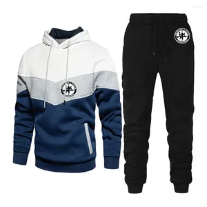 Men's Suits Hk Heckler Koch No Compromise 2023 Men Spring And Autumn Splicing Hooded Pullover Casual Jogger Sportswear 2 Piece Sets