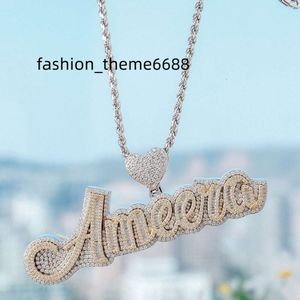 Pass Moissanite Diamond Tester Hip Hop Custom 925 Sterling Silver Name Iced Out Pendant Chain Letter Gold for Necklace