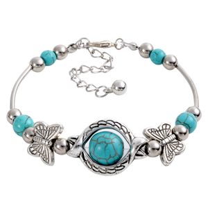 Women Bohemian Bracelet Creative Turquoise Beaded Bangle Butterfly Bracelet Fashion Jewelry