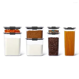 Storage Bottles Rubbermaid Brilliance Tritan Set Of 7 Pantry Containers Airtight Lids Dishwasher-Safe Odor Resistant Stain