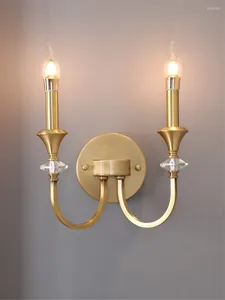 Vägglampa amerikansk retro alla kopparljus lampor sovrum sovrum vardagsrum lyxstudie gångguld guldkristall sconces lampor