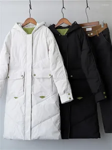 Frauen Trenchcoats Eotvotee Dicke Winter Frauen Lange Parkas Harajuku Tiefe Große Tasche 2023 Herbst Blase Jacken Pelz Kragen Puffer Oberbekleidung